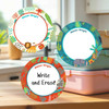 Jungle Animals large round write-on labels — reusable waterproof daycare