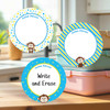 Eco-friendly large round write-on labels monkey design personalized name tags Eco-friendly large round write-on labels monkey design personalized name tags
