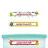 Outer Space slim name stickers — waterproof stickers for water bottles and small containers