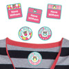 Durable personalized woven labels for clothing for Owls labels shown on a t-shirt. High-quality tags that stay stuck through.