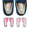 Owls foot labels for shoes — left and right foot-shaped shoe stickers
