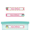 Owls slim name stickers — waterproof stickers for water bottles and small containers