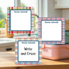 Perfectly Plaid large square write-on labels — reusable waterproof daycare