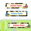 Race Cars large rectangle name labels — waterproof sticker labels for school supplies and water bottles