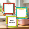 Little Robots large square write-on labels — reusable waterproof daycare