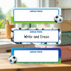 Goal! Soccer large rectangle write-on labels — reusable waterproof