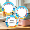 Surf's Up large round write-on labels — reusable waterproof daycare
