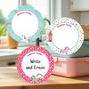 Durable large round write-on labels unicorn design personalized name tags Durable large round write-on labels unicorn design personalized name tags