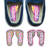 Animal Print Wild Thing foot labels for shoes — left and right foot-shaped shoe stickers