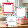 Garden Roses large square write-on labels — reusable waterproof daycare