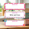 Flowers & Rainbows large rectangle write-on labels — reusable waterproof