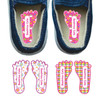 Flowers and Rainbows left right foot-shaped shoe labels Flowers and Rainbows left right foot-shaped shoe labels