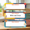Astronaut Boy or Girl large rectangle write-on labels — reusable waterproof