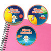 Astronaut Boy or Girl large round labels — waterproof name stickers for kids