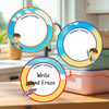 Beach (Boy/Girl) large round write-on labels — reusable waterproof daycare