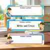 Beach (Boy/Girl) large rectangle write-on labels — reusable waterproof