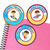 Beach (Boy/Girl) large round labels — waterproof name stickers for kids