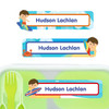 Beach (Boy/Girl) large rectangle name labels — waterproof sticker labels for school supplies and water bottles