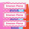Chevron extra large waterproof name labels — name stickers for water bottles and school gear