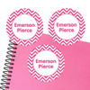 Chevron large round labels — waterproof name stickers for kids
