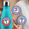 Cowboy & Cowgirl medium round labels — waterproof circle name stickers for kids