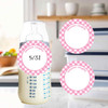 Waterproof small round write-on labels gingham pattern kids daycare name stickers