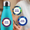 Cosmic Planets medium round labels — waterproof circle name stickers for kids