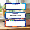 Cosmic Planets large rectangle write-on labels — reusable waterproof