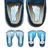 Hockey foot labels for shoes — left and right foot-shaped shoe stickers