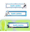 Hockey large rectangle name labels — waterproof sticker labels for school supplies and water bottles