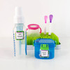 Square write-on labels on baby bottle and kids snack container