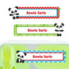 Pandas large rectangle name labels — waterproof sticker labels for school supplies and water bottles