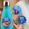 Mermaids medium round labels — waterproof circle name stickers for kids