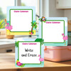 Flamingos large square write-on labels — reusable waterproof daycare