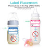 Proper placement guide for medium waterproof baby bottle name labels for daycare