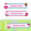 Cupcakes large rectangle name labels — waterproof sticker labels for school supplies and water bottles