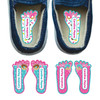 Donuts left and right foot-shaped labels for kids shoes