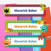 Monster Mayhem extra large waterproof name labels — name stickers for water bottles and school gear