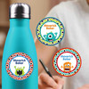 Monster Mayhem medium round labels — waterproof circle name stickers for kids
