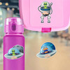 Aliens water bottle name labels — custom die-cut waterproof stickers for kids