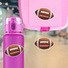 Large die cut football name labels on kids water bottle for school and sports