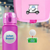 Golf water bottle name labels — custom die-cut waterproof stickers for kids