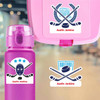 Hockey water bottle name labels — custom die-cut waterproof stickers for kids