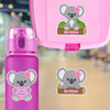 Large die cut koala name labels on kids water bottle for school and nature activities Large die cut koala name labels on kids water bottle for school and nature activities