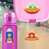 Outer Space water bottle name labels — custom die-cut waterproof stickers for kids