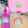 Large die cut rainbow name labels on kids water bottle for school and colorful adventures Large die cut rainbow name labels on kids water bottle for school and colorful adventures