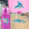 Large die cut shark name labels on kids water bottle for school and ocean adventures
