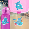 Large die cut sea animal name labels on kids water bottle for school and ocean adventures