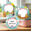 Pirate Animals large round write-on labels — reusable waterproof daycare
