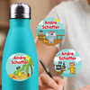 Pirate Animals medium round labels — waterproof circle name stickers for kids